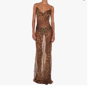 Leopard Print Sheer Maxi Dress